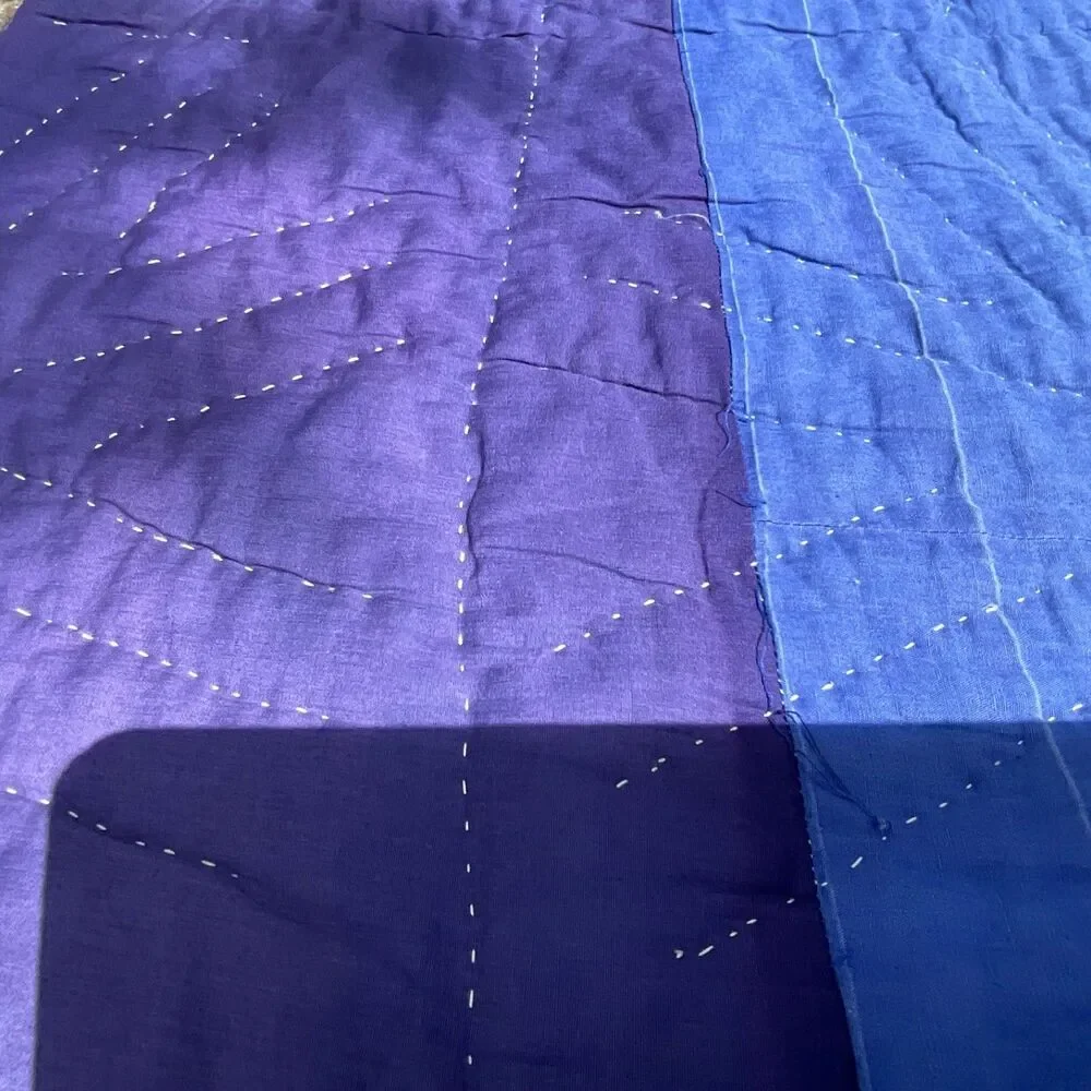 Vintage QUILT  Spider Web Octagon Blocks Boho Prints van life Hand Stitch 82x 65